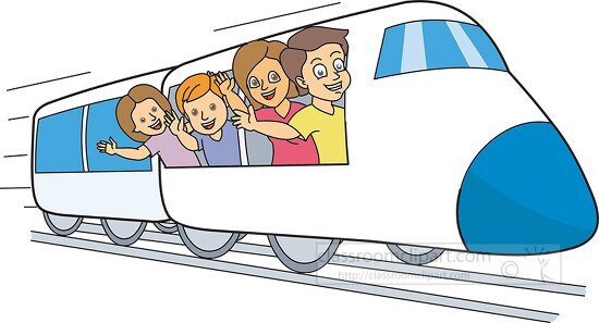 cartoon style family summer vacation on train