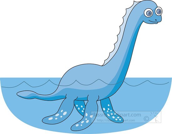 cartoon style fantasy blue water dragon clipart