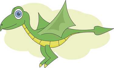 cartoon style green flying dinosaur