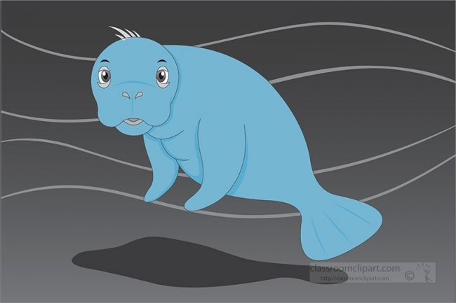 cartoon style vector manatee sea animal gray color