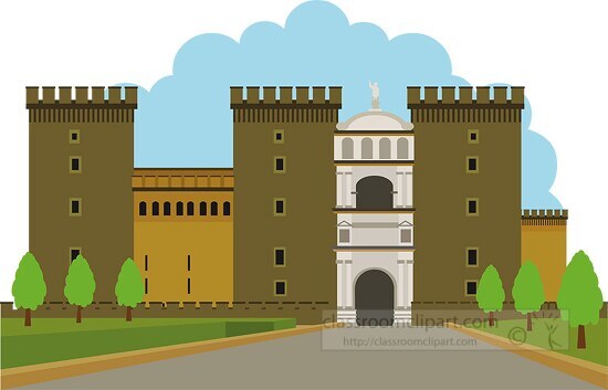 castle of maschio angioino or castel nuovo naples italy clipart