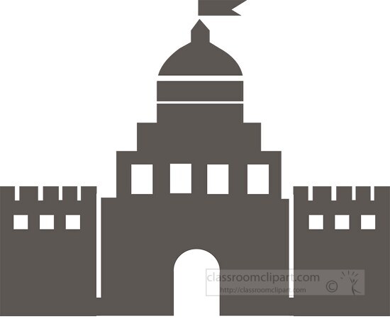 castle silhouette with flag clipart