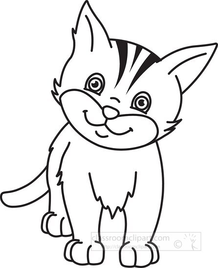 cat and kitten clipart black and white