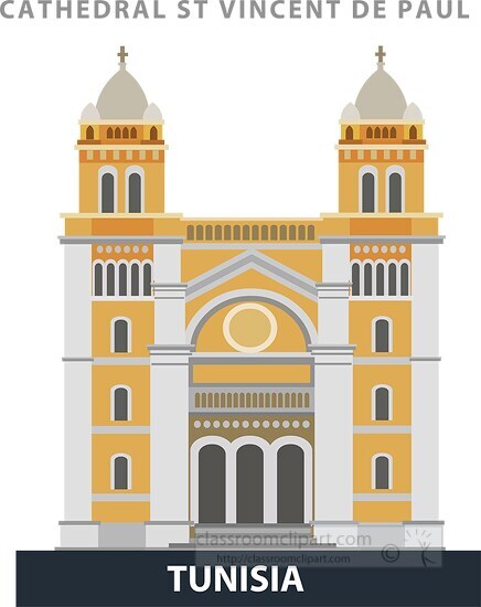 cathedral of st vincent de paul tunisia vector clipart