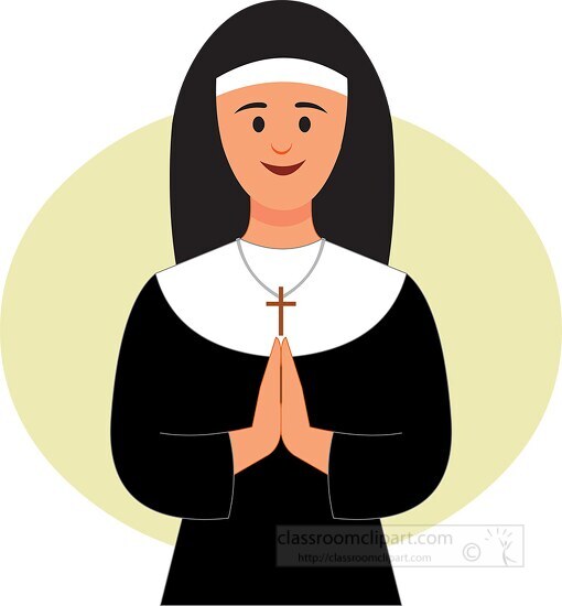 catholic nun holding hands in prayer clipart