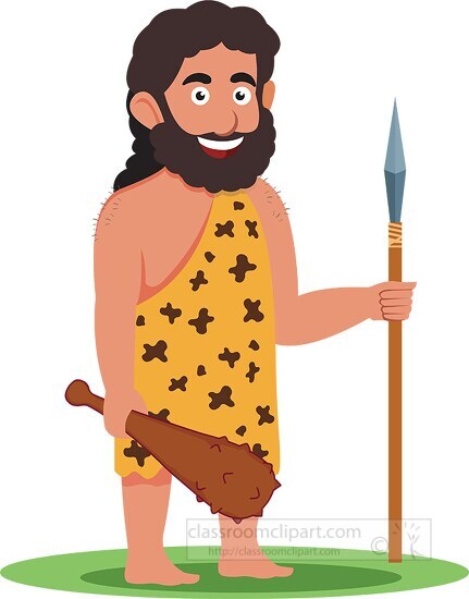 cave man with his weapon clipart