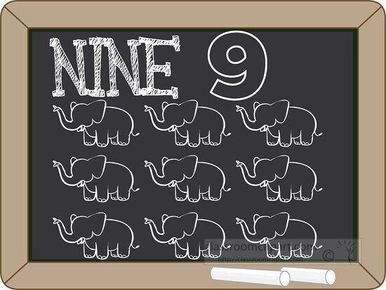 chalkboard number counting nine 9