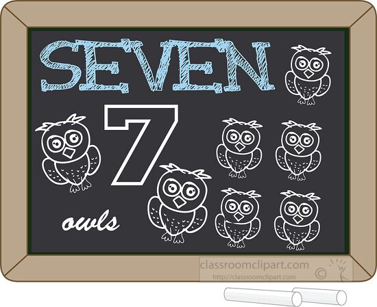 chalkboard number counting seven 7 blue