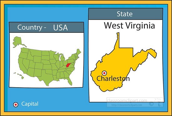 charleston west virginia state us map with capital
