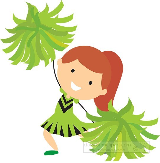 Girls cheerleading dancer with pompoms silhouette Vector Image