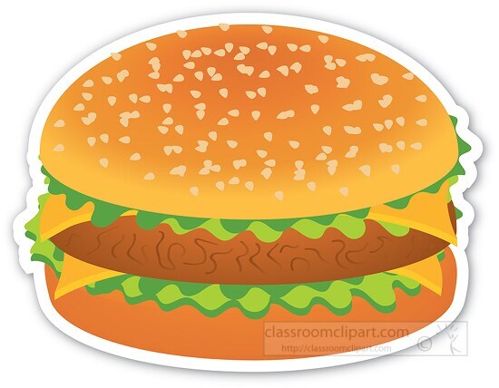 cheese burger with lettuce clipart