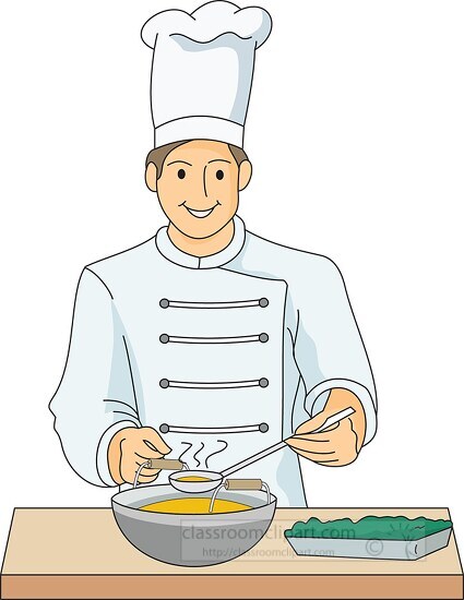 chef cooking with bowl and vegetable clipart