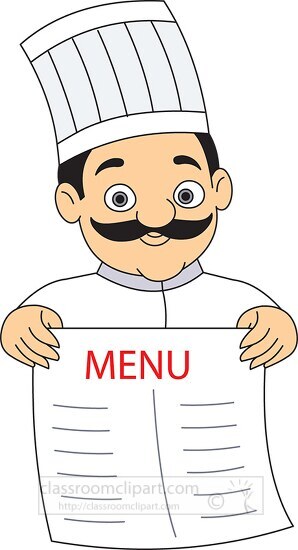 Culinary Clipart-chef holding a menu clipart