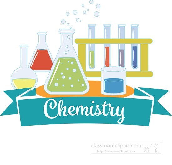 chemistry banner including test tubes beakers flasks clipart