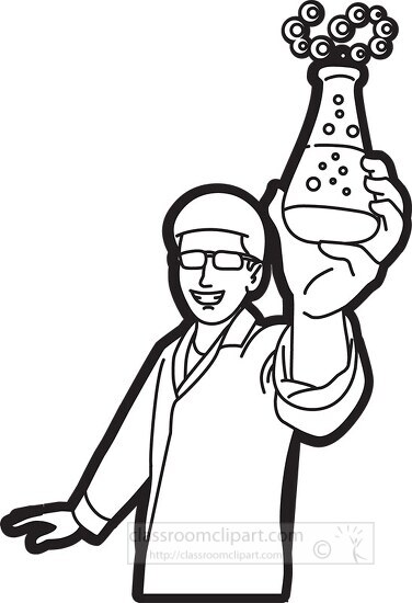 chemistry student with flask outline 213