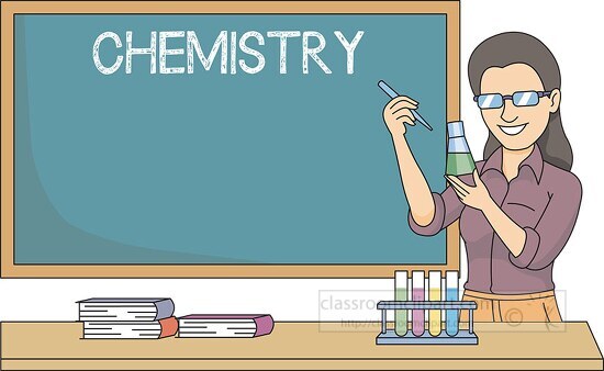 chemistry teacher performing experiment in classroom clipart