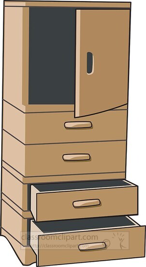 chest furniture with open drawers clipart