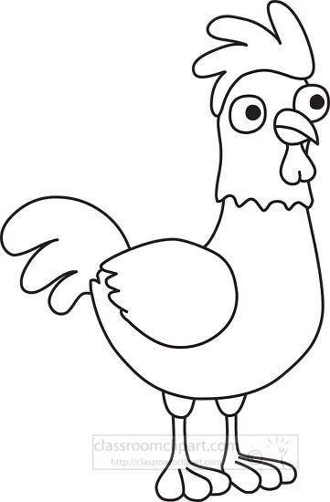 chicken cartoon black white outline clipart