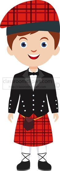 child in national dress scottland clipart