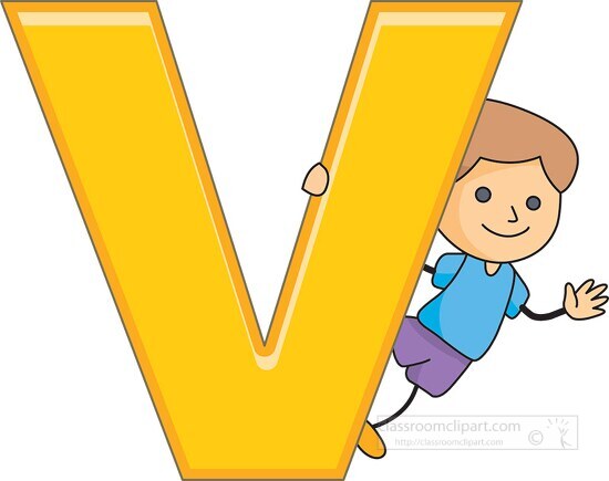 children alphabet letter V Clipart
