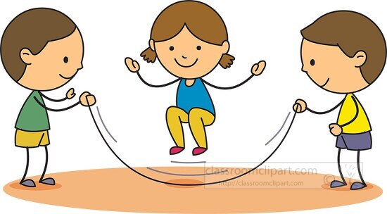 children playing rope jumping