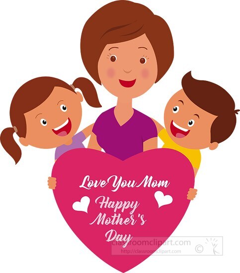 children sending love to mom for mothers day clipart