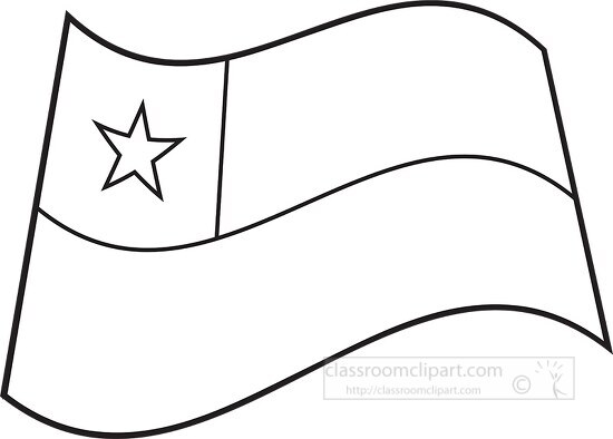 Chile wavy flag black outline clipart