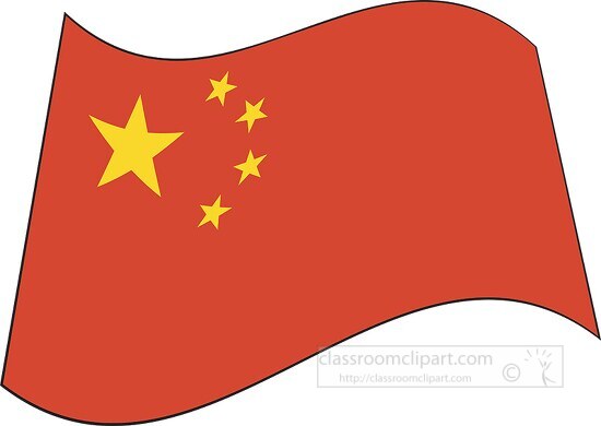 China flag flat design wavy clipart