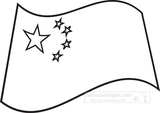 China wavy flag black outline clipart