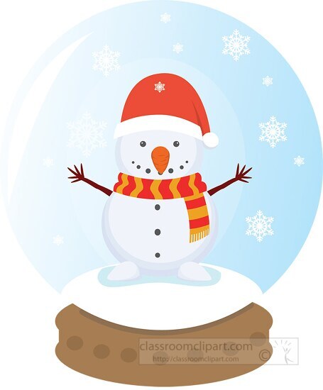 christmas snow globe with snow man clipart