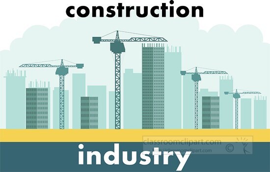 cityscape with tower cranes and skyscrapers clipart