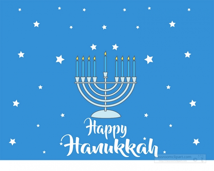 clipart happy hanukkah jewish holiday menorah with stars on blue