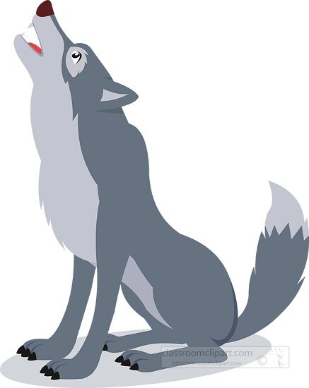 clipart of howling gray wolf
