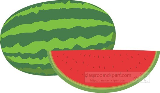 clipart of whole and cut watermelon fruit