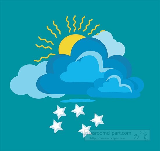 clouds with sun and stars sky backgroun clipart
