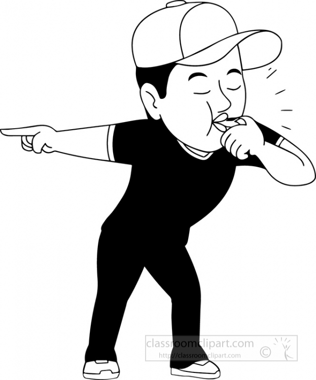 coach blows whistle outline clipart