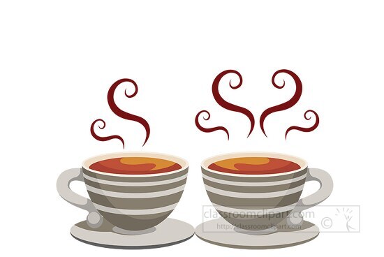 coffee ups with heart love symbol clipart