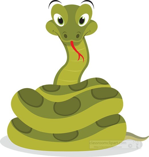 Snake Clipart-coiled cartoon style anaconda snake reptile clipart