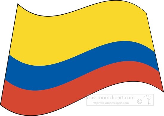 Colombia flag flat design wavy clipart