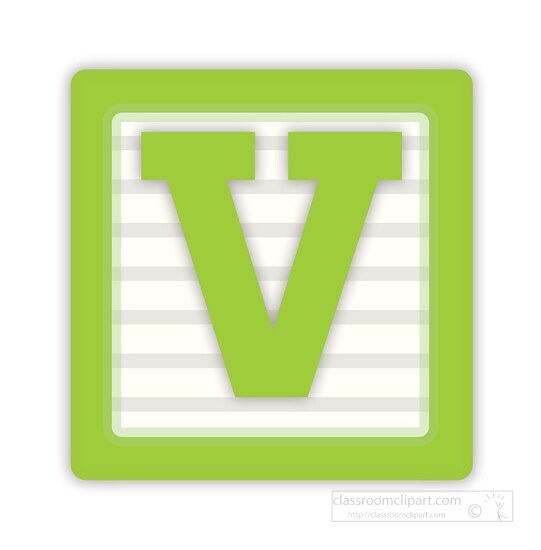 color alphabet block letter V