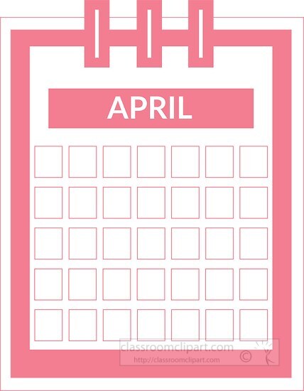 color three ring desk calendar april clipart