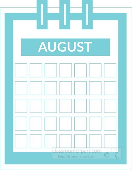 color three ring desk calendar august clipart