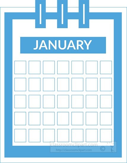 color three ring desk calendar january clipart