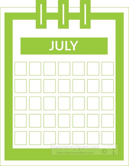 color three ring desk calendar july clipart