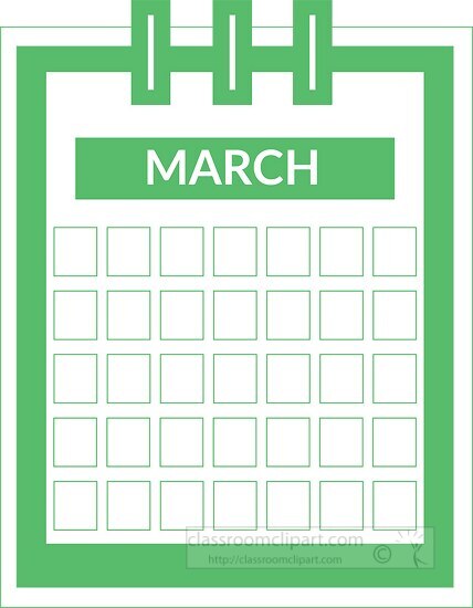 color three ring desk calendar march clipart
