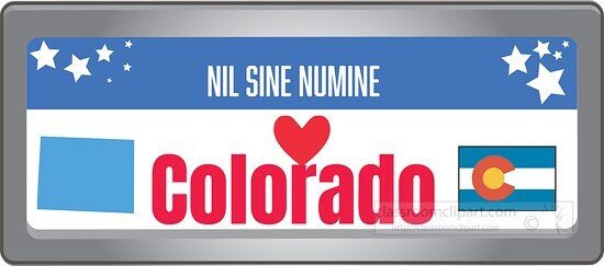 colorado state license plate with motto clipart