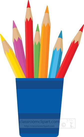 colorful drawing pencils in a holder vector clipart