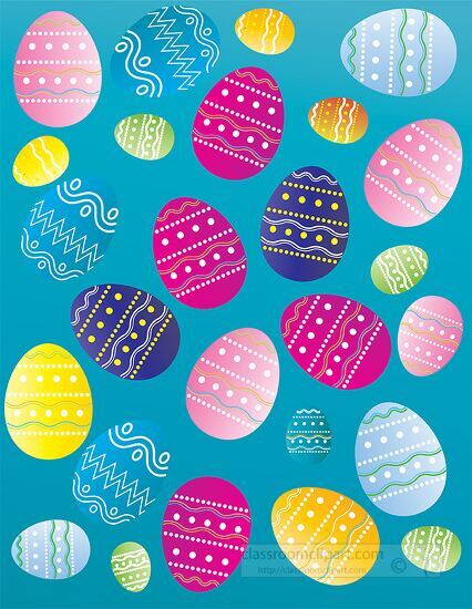 colorful easter egg pattern blue background clipart