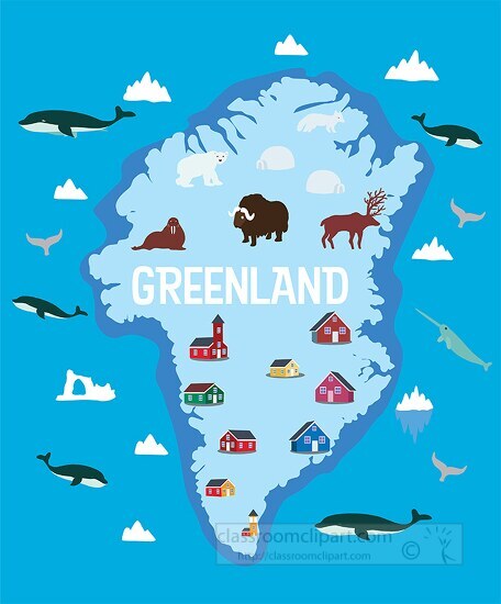 colorful map of greenland country