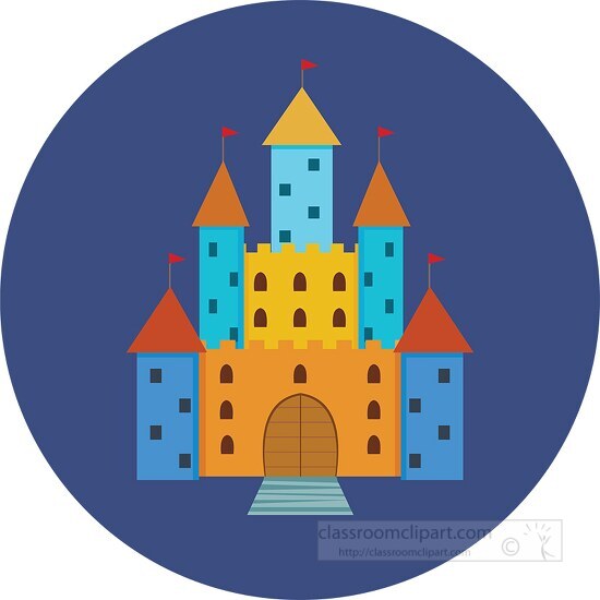 colourful castle medieval clipart icon